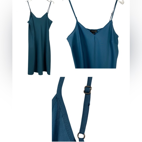 Carlisle Collection Lace Dress &  Slip Dress Set, Button Up, Deep Teal, GORGEOUS - Picture 11 of 16